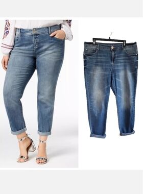 INC International Concepts women's plus size boyfriend jeans Size 14 Regular Fit